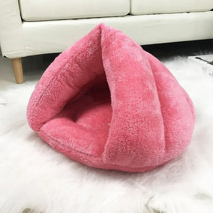 Cozy heated cave pet bed for cats and small dogs