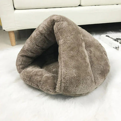 Cozy heated cave pet bed for cats and small dogs