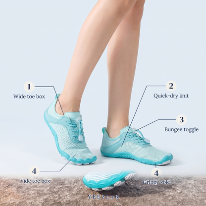 Barefoot water shoe features