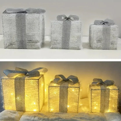 Bright LED Gift Boxes Set of 3 Christmas Decorations