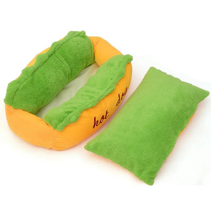 Hot Dog Pet Bed - Warm Hot Dog Bed Removable Soft Indoor Lounger for Small Large Dogs - Yeezlab