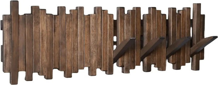 Rustic Wooden Coat Hook Shelf
