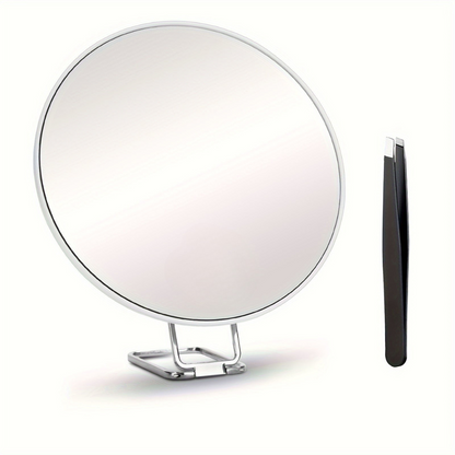 Portable Cosmetic Mirror with LED Light and Adjustable Stand