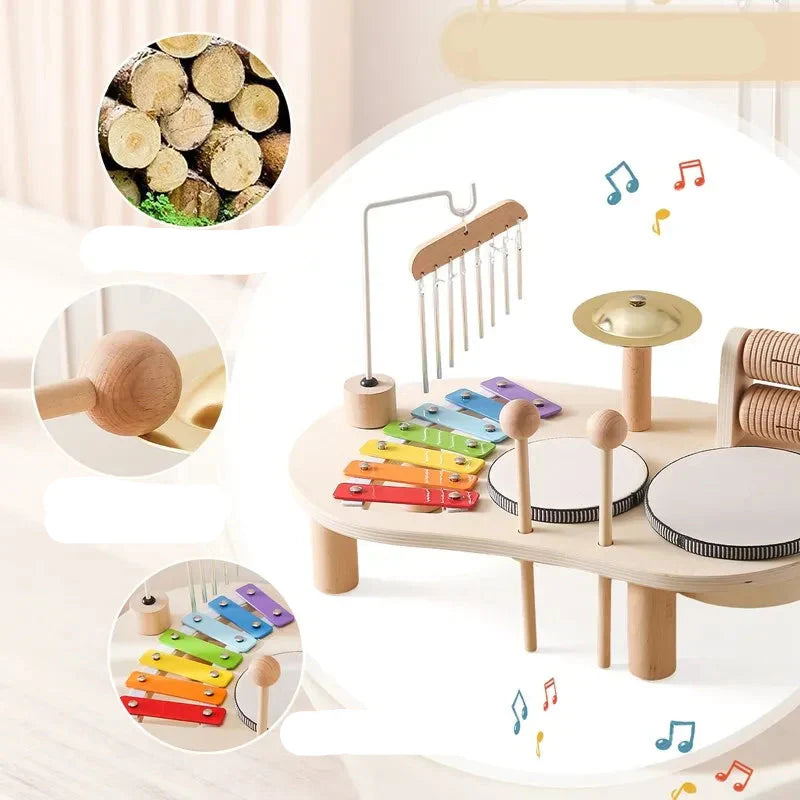 Kids Wooden Music Center - Toy Instrument Set for Toddlers