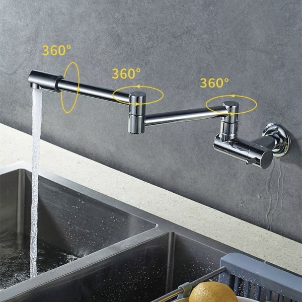 Space-Saving Foldable Chrome Kitchen Faucet