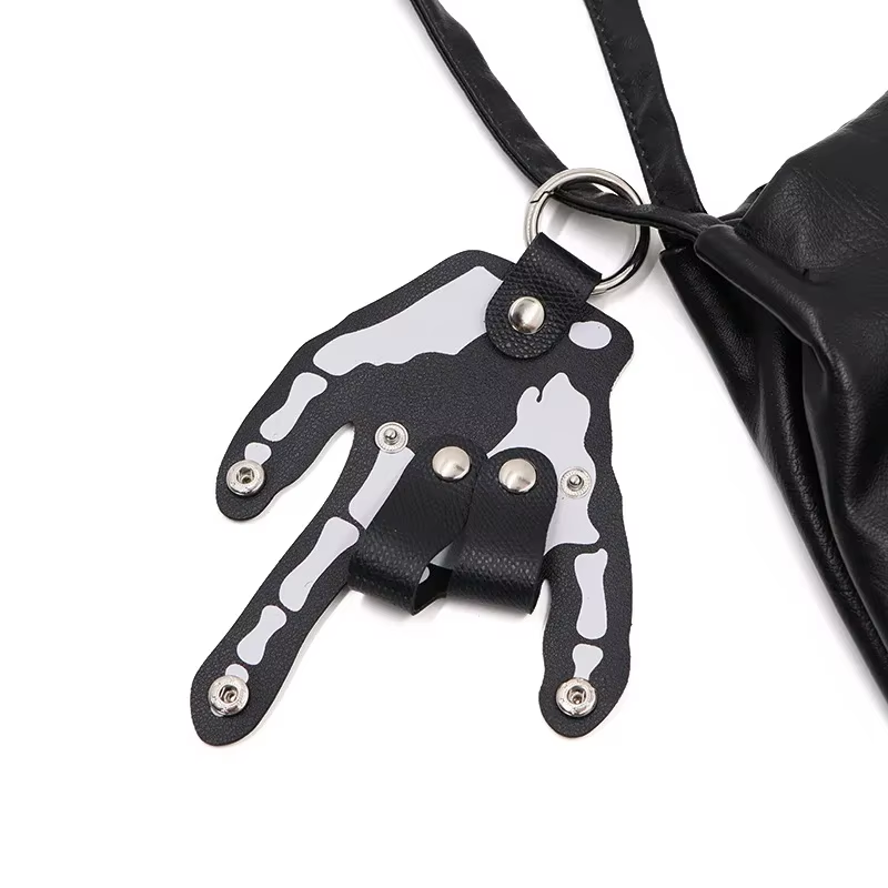 Edgy Skull Leather Keychain Belt Clip