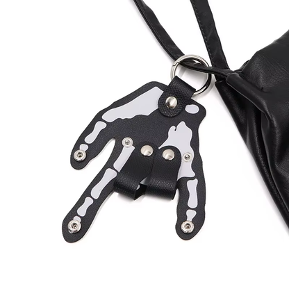 Edgy Skull Leather Keychain Belt Clip