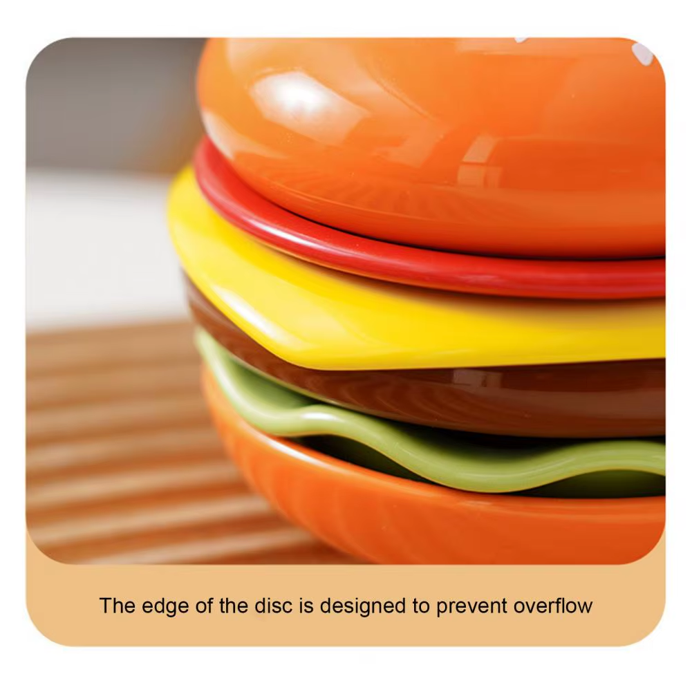 Small Layered Burger Ceramic Dish Set