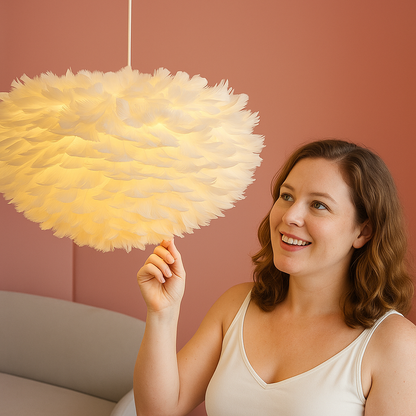 Fluffy White Goose Down Hanging Lamp - Yeezlab