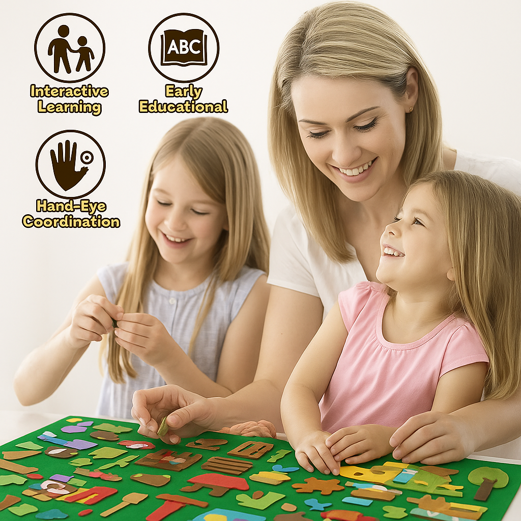 Educational Farm Animal Play Felt Board Set