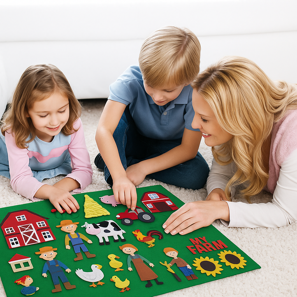 Educational Farm Animal Play Felt Board Set