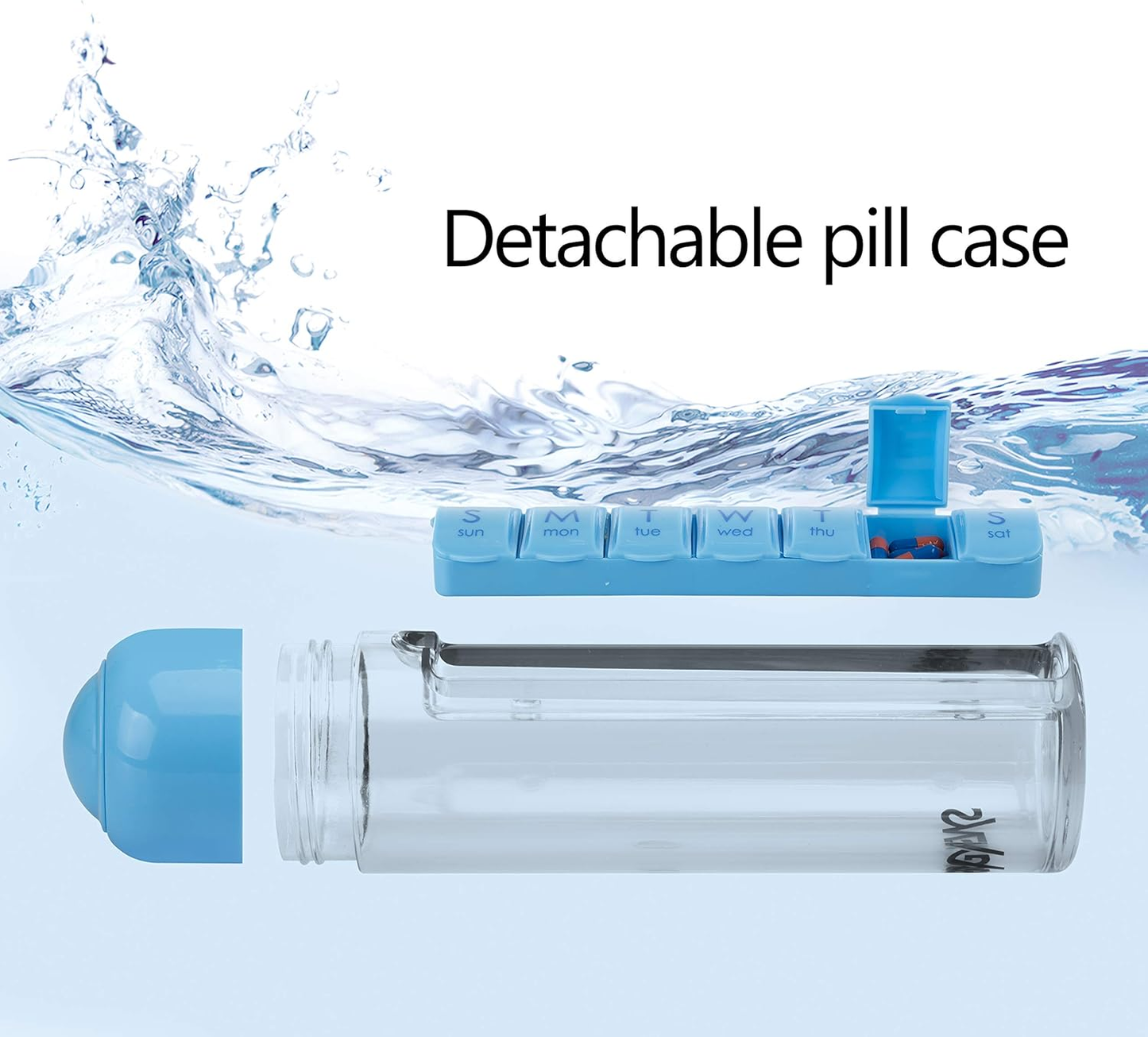 Daily Pill Box Portable Water Bottle