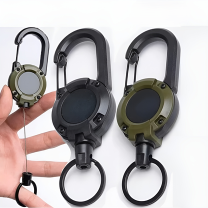 Secure Clip On Keychain with Retractable Carabiner