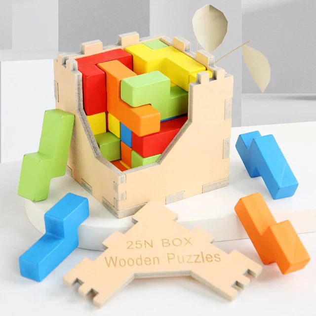 Interactive 3D Wood Tetris Brain Teaser Puzzle