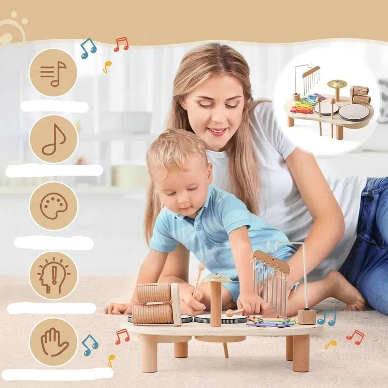 Kids Wooden Music Center - Toy Instrument Set for Toddlers