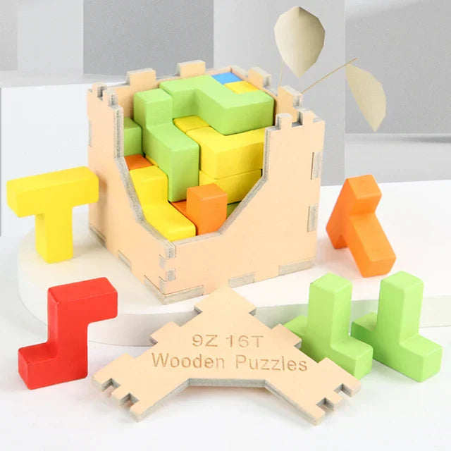 Interactive 3D Wood Tetris Brain Teaser Puzzle - Yeezlab