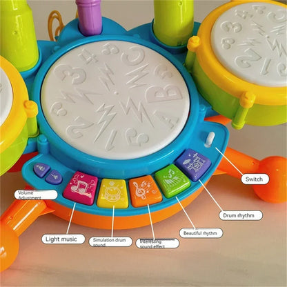 Fun Kids Drum Set with Lights and Music Sounds
