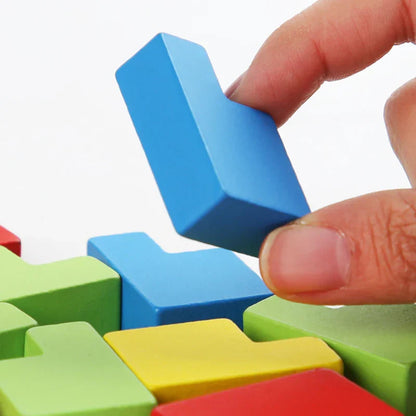 Interactive 3D Wood Tetris Brain Teaser Puzzle