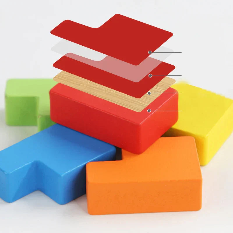 Interactive 3D Wood Tetris Brain Teaser Puzzle