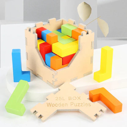 Interactive 3D Wood Tetris Brain Teaser Puzzle