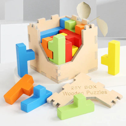 Interactive 3D Wood Tetris Brain Teaser Puzzle