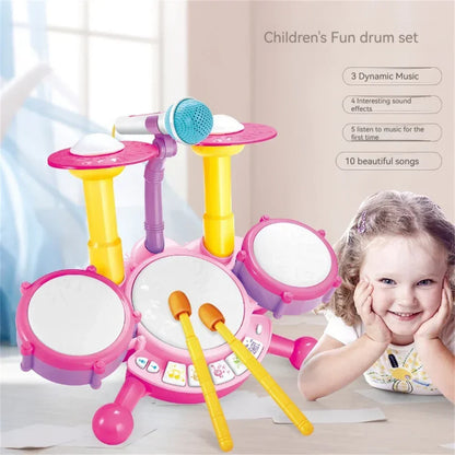 Fun Kids Drum Set with Lights and Music Sounds
