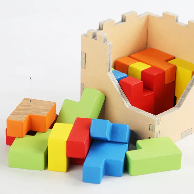Interactive 3D Wood Tetris Brain Teaser Puzzle