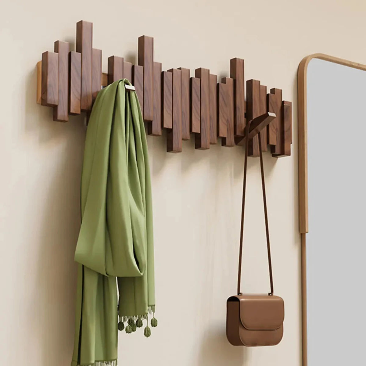 Stylish Wood Coat Rack with Hooks for Jackets and Bags