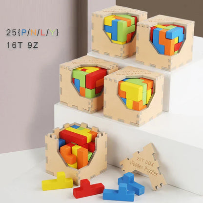 Interactive 3D Wood Tetris Brain Teaser Puzzle
