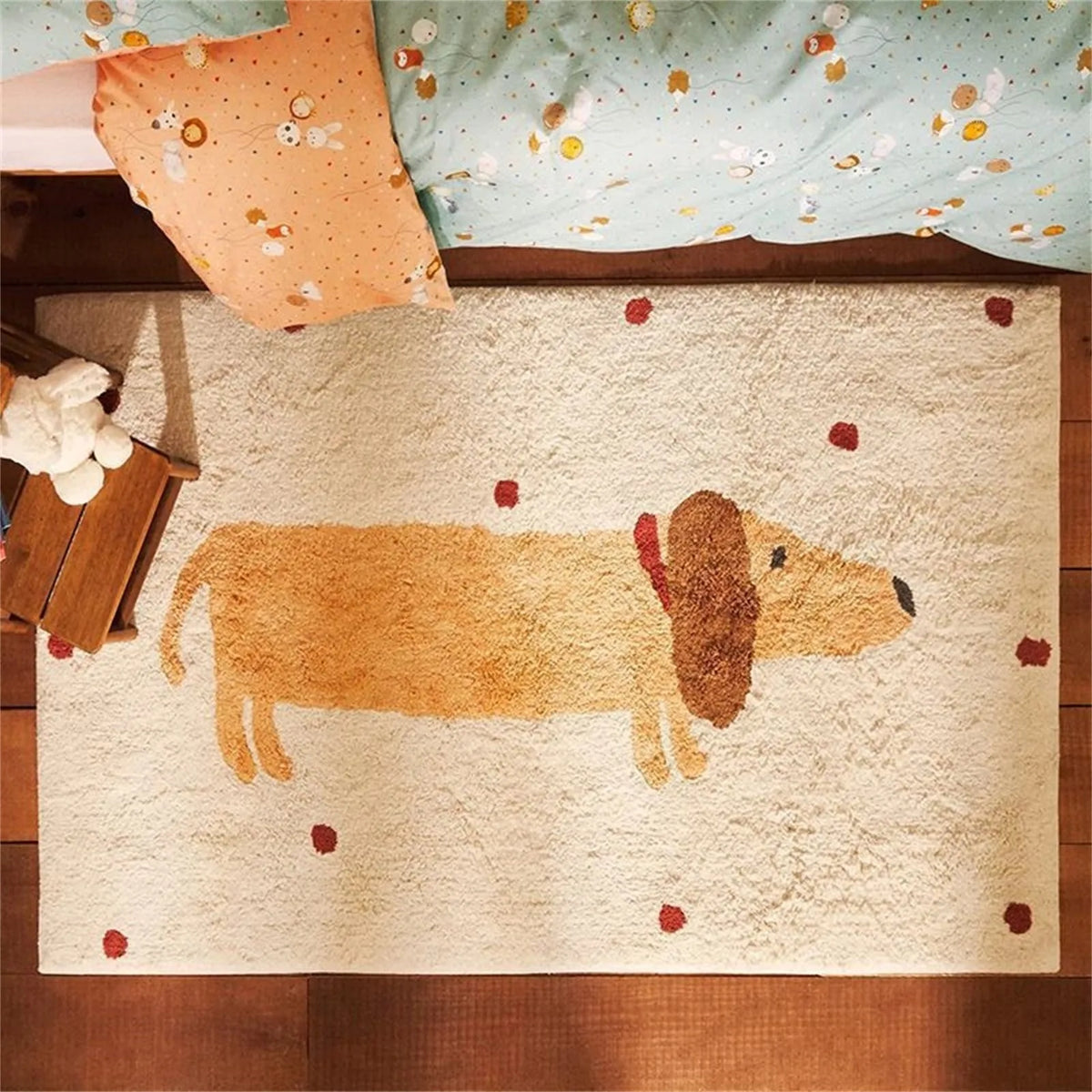 Plush Kids Rug with Cute Dog Design