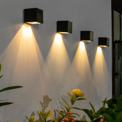 Outdoor Solar Powered LED Cube Wall Lights