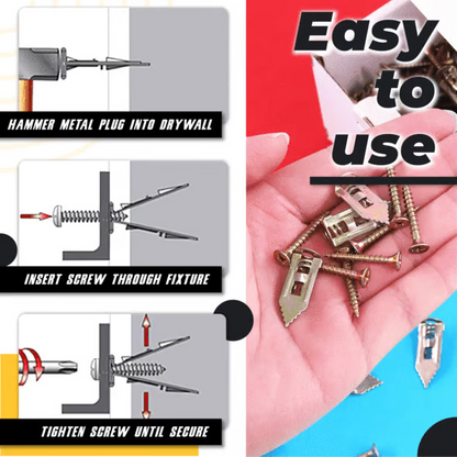 Strong Steel Wall Anchors for Drywall, No Drill Needed