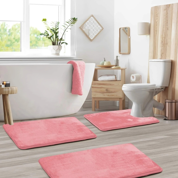 Luxury Bathroom Mat Set Soft Anti Slip Memory Foam
