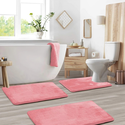 Luxury Bathroom Mat Set Soft Anti Slip Memory Foam
