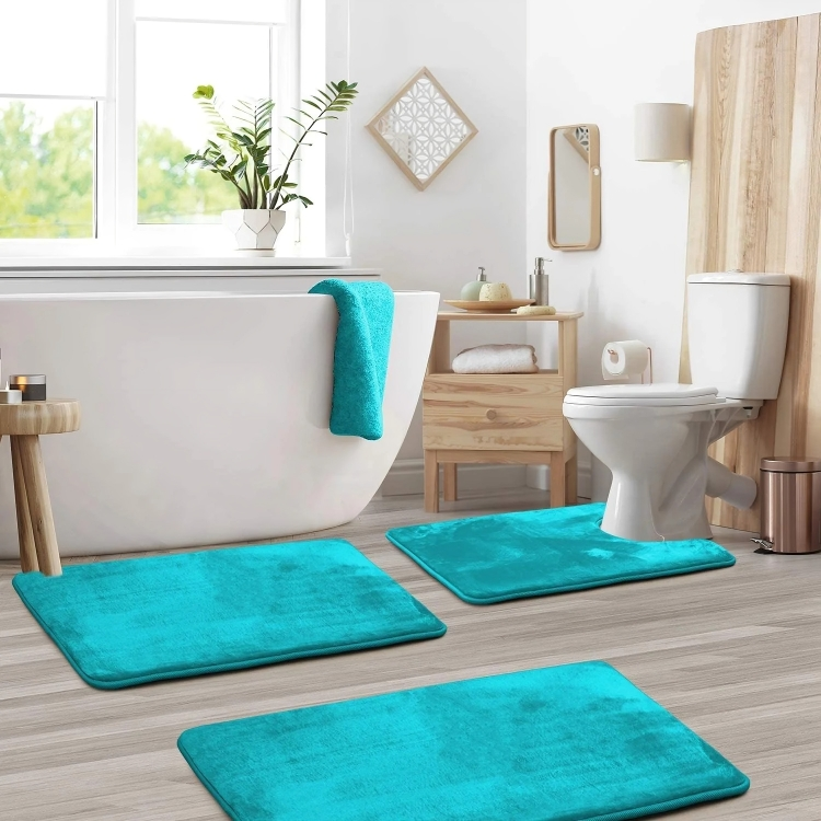 Luxury Bathroom Mat Set Soft Anti Slip Memory Foam