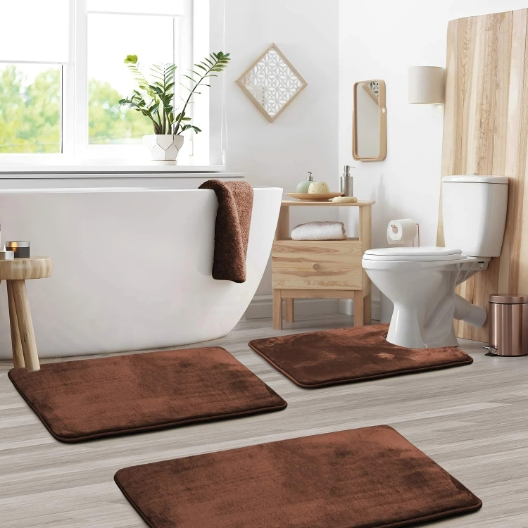 Luxury Bathroom Mat Set Soft Anti Slip Memory Foam