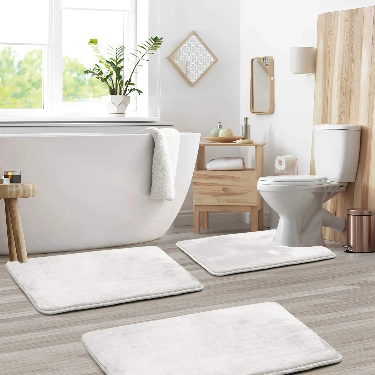 Luxury Bathroom Mat Set Soft Anti Slip Memory Foam