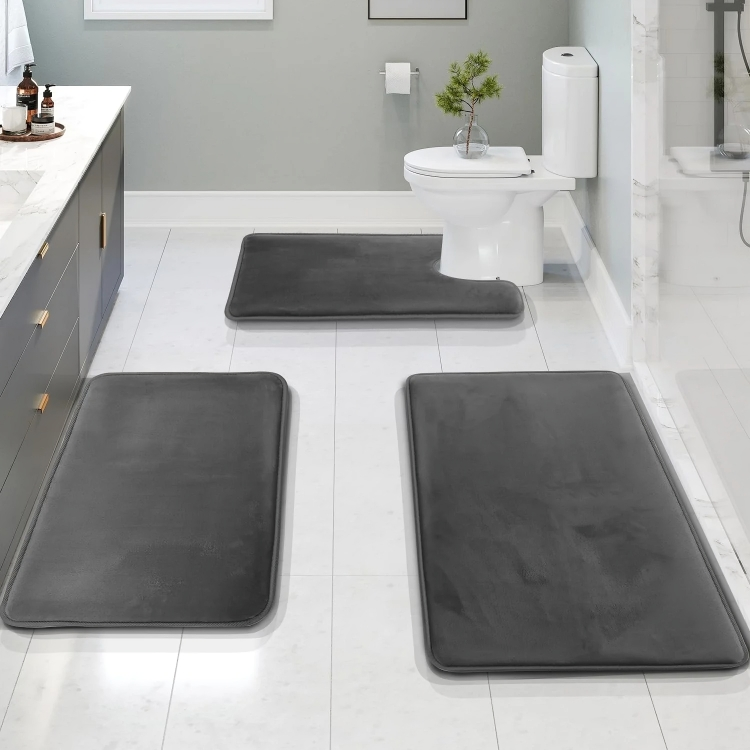 Luxury Bathroom Mat Set Soft Anti Slip Memory Foam