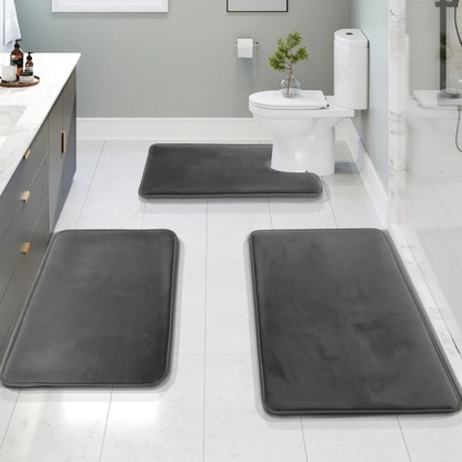 Luxury Bathroom Mat Set Soft Anti Slip Memory Foam