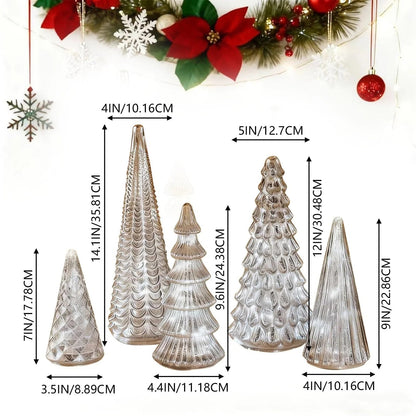 Modern Silver 5pc LED Christmas Tree Decor Lights