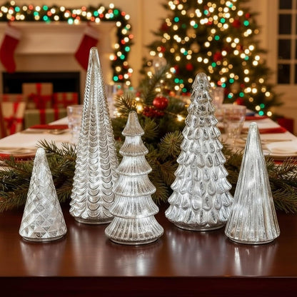 Modern Silver 5pc LED Christmas Tree Decor Lights