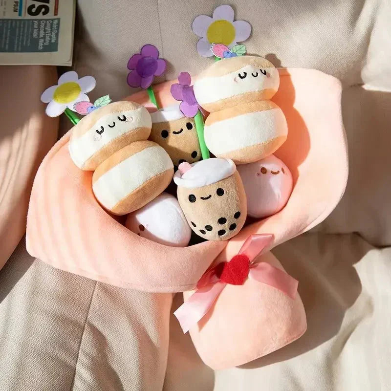 Colorful Boba Tea Floral Plush Toy - Yeezlab