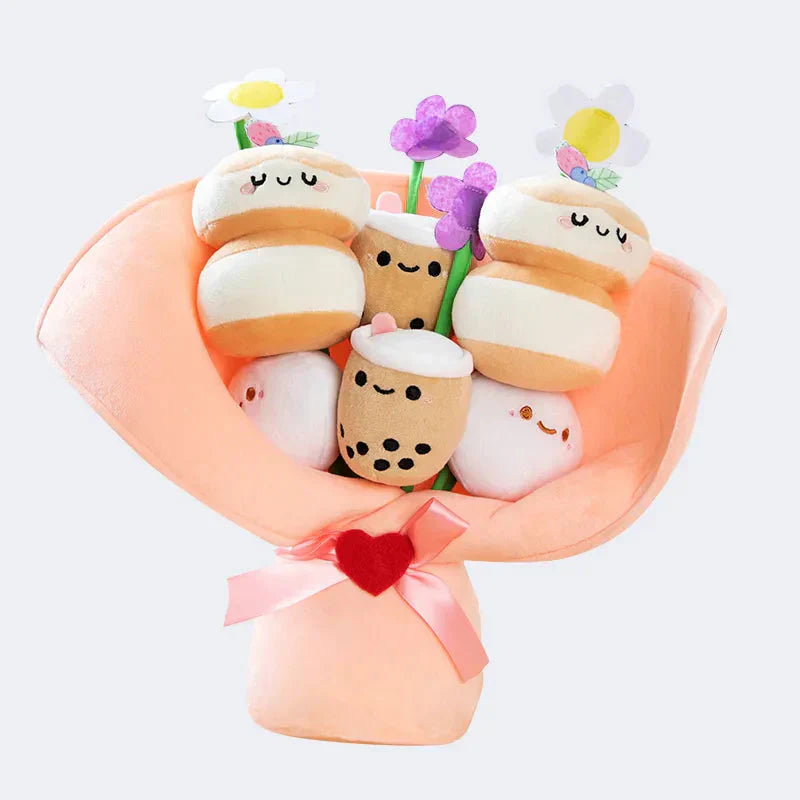 Colorful Boba Tea Floral Plush Toy