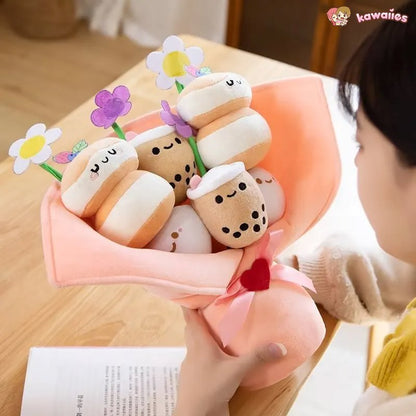 Colorful Boba Tea Floral Plush Toy
