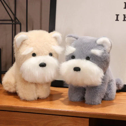 Cuddly Grey Beige Schnauzer Dog Soft Toy