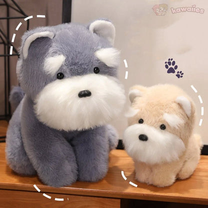 Cuddly Grey Beige Schnauzer Dog Soft Toy