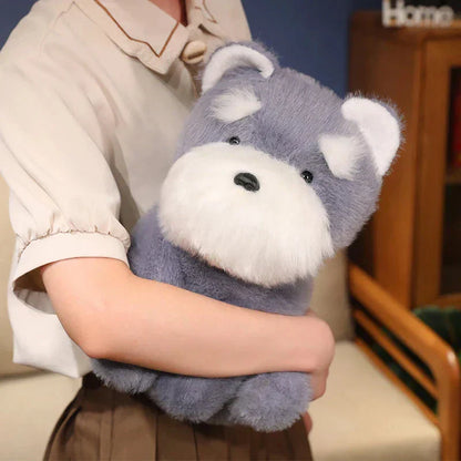 Cuddly Grey Beige Schnauzer Dog Soft Toy