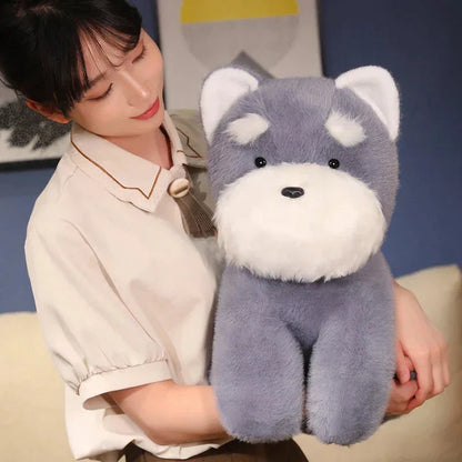 Cuddly Grey Beige Schnauzer Dog Soft Toy