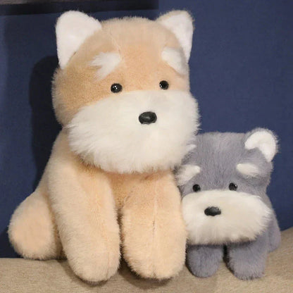 Cuddly Grey Beige Schnauzer Dog Soft Toy - Yeezlab