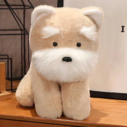 Cuddly Grey Beige Schnauzer Dog Soft Toy